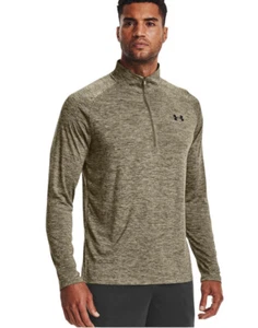Under Armour Tech 2.0 1/2 Zip Mens Long Sleeve Training Top Tent Green Sz Small - Picture 1 of 9