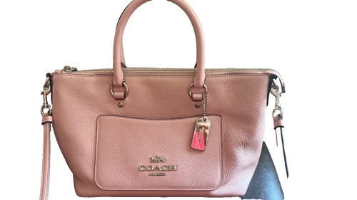 Borsa Coach rosa chiaro pelle ciottoli mini Emma tracolla usata
