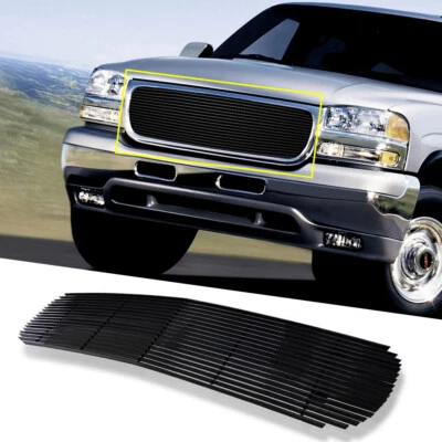 Fits 1999-02 GMC Sierra 1500/2500/01-06 Yukon Blakc Upper Aluminum Billet Grille - Image 1 of 4