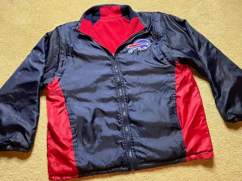 Vintage NFL Buffalo Bills Reversible Fleece Vest 4 in 1 Jacket Windbreaker  M Cover