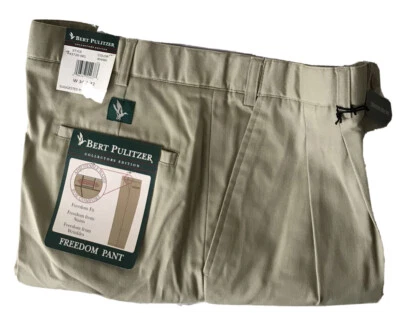 Pantalones de vestir Bert Pulitzer talla 34x32 para hombre Martin color caqui pantalones plisados nuevos con etiquetas Foto 1 de 4