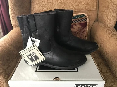 $298 NOVAS Botas Curtas SHEARLING Frye Celia PRETAS Tamanho 9.5M Na Caixa 347768-BLK - Imagem 1 de 4