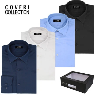 Camicia uomo regular 100% cotone tinta unita collo italiano COVERI COLLECTION - Immagine 1 di 4