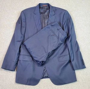 Peter Millar Suit 46 Tall Jacket With 38X32 Pants Blue 100% Wool 2 Button - Picture 1 of 22