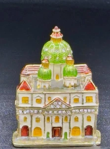 Jeweled Cathedral Trinket Box ⛪ Rhinestone Enamel Religious Monument Gift - Picture 1 of 3