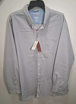 Mens Chaps Size XL Performance Woven Long Sleeve Striped Shirt NWT - Image 1 of 4