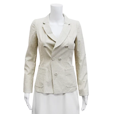 BALENCIAGA.PARIS | 条纹泡泡纱西装外套 尺寸 36 约 US 4 — 第 1/4 张图片