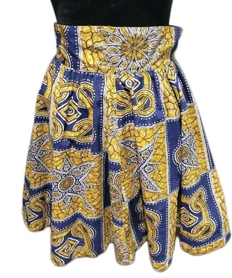 Minifalda Trashy Diva Lucy Tiki Batik Talla 8 Azul Amarillo Algodón Nueva Orleans Foto 1 de 4