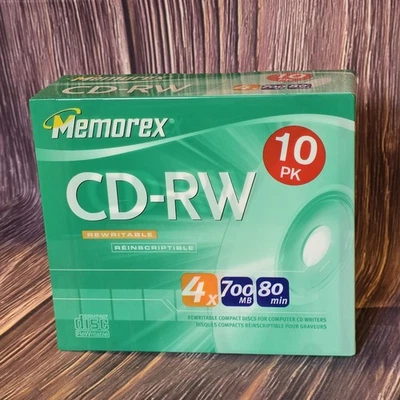 Brand New Memorex CD-RW 10 Pack 80 Minute Discs Rewritable 700mb Compact Discs - Image 1 of 4