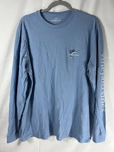 Vineyard Vines Langarm Herren Lg blau Angeln Grafik ~ Mängel auf Bildern - Bild 1 von 12