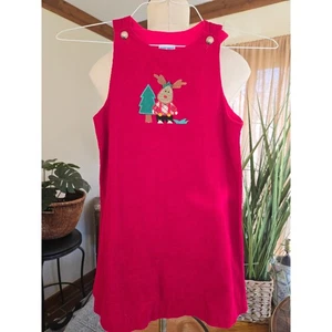 MELISSA JACKSON - Mädchen rotes Cord Rentier Weihnachtsbaum Kleid - Größe 6 - Bild 1 von 7