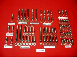 PONTIAC ENGINE BOLTS KIT 326 350 389 400 421 455 POLISHED STAINLESS ARP GRADE 8 - Bild 1 von 3
