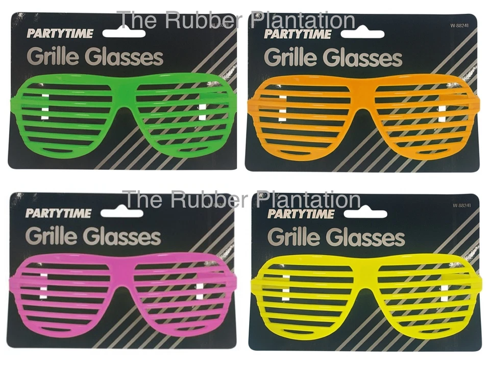 THE RUBBER PLANTATION TM SHUTTER GLASSES FANCY DRESS SUNGLASSES SPECS GRILLE KANYE WEST RETRO 80'S 90'S