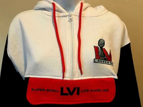 NFL Super Bowl LVI Rams vs Bengals Women's Flashing Light 1/2Zip Hoodie Size 2XL Cover