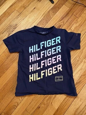 Tommy Hilfiger Shirt Youth Size Medium M Blue Red Tee Short Sleeve Boys Kids TH - Image 1 of 2