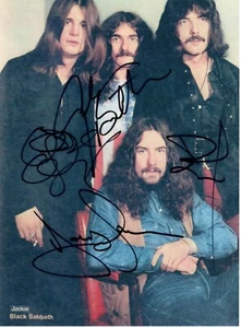 Black Sabbath Signed 8x10 Ozzy Osbourne Bill Ward Geezer Butler Tony Iommi COA - Imagen 1 de 3