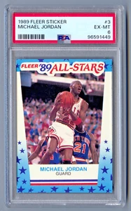 MICHAEL JORDAN 1989 Fleer Sticker #3 All-Stars - PSA 6 EX-MT HOF Chicago Bulls - Picture 1 of 2