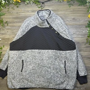 Maurices Sweatshirt Size 3 Plus Size Faux Fur Pullover Jacket Pockets Gray Cozy - Picture 1 of 20