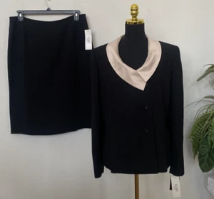 NWT Le Suit Women’s Black Champagne 100% Polyester 2 Pc Skirt Suit Size 16, $240 - Picture 1 of 8