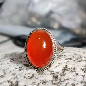 Carnelian Gemstone 925 Sterling Silver Wedding Ring Gift For Wedding A-610 - Picture 1 of 6