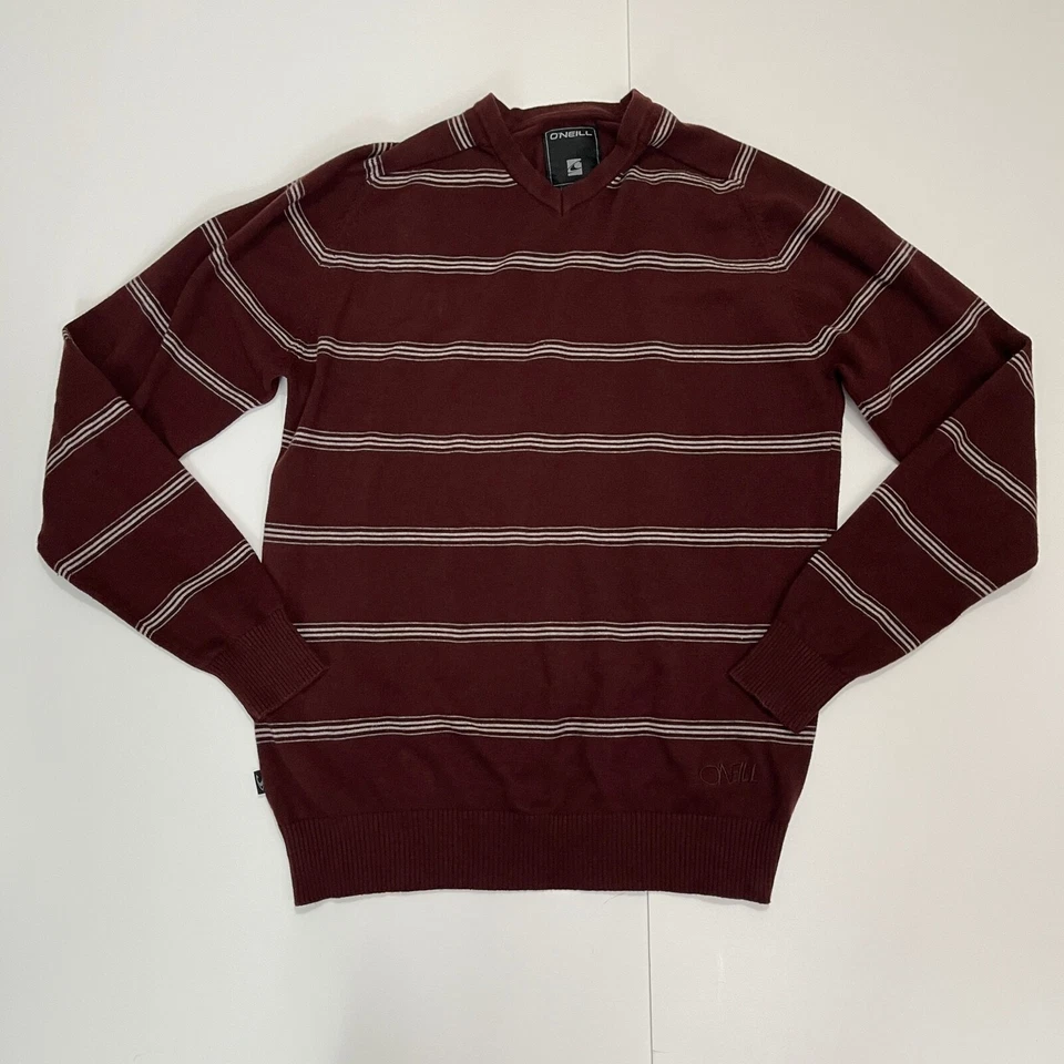 Suéter O'neill Adulto Pequeño Borgoña Rayas Cuello en V Algodón Hombre Manga Larga Foto 1 de 4