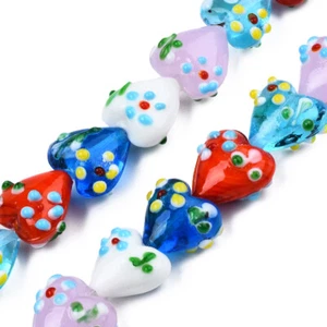 Cuentas espaciadoras sueltas de vidrio de lámpara de 1 hebra (25 piezas) cuentas de vidrio colorido amor corazón 15 mm - Imagen 1 de 3