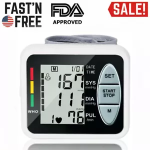 Automatisches digitales LCD Handgelenk Blutdruckmessgerät Herzfrequenzgerät BP Tester - Bild 1 von 17