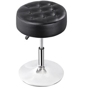 Verstellbarer 17" bis 23" Höhe PU Leder Waschtisch drehbar Make-up Ottomane Hocker schwarz - Bild 1 von 19
