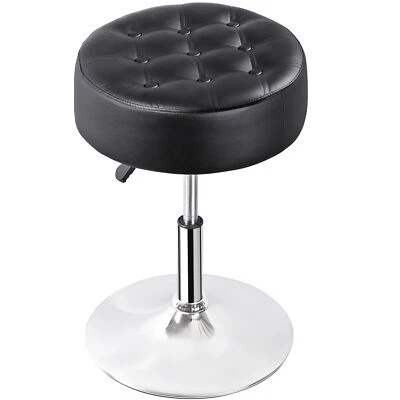 Adjustable 17" to 23" Height PU Leather Vanity Swivel Makeup Ottoman Stool Black - Image 1 of 4