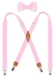 Mens Suspender and Bowtie Set X Back Heavy Duty Adjustable Elastic Clips Perf... - Picture 1 of 5