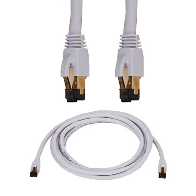 Cat8 Ethernet Cable RJ45 Shielded High Speed 40Gbps Internet White Copper Lot - Image 1 of 4