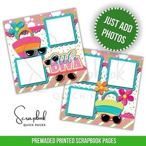 Kleine Diva Mädchen Verkleiden rosa blau bedruckt vorgefertigt Sammelalbum schnelle Seiten 21 - Bild 1 von 2