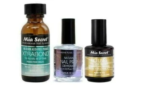 MIA SECRET XTRABOND PRIMER NATURAL NAIL PREP & NO LINES FILL LINE ERASER ~ USA - Picture 1 of 9