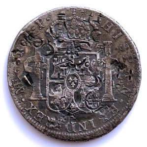 S.C.Spain-Carlos IV 8 Reales 1806 JP Lima Shipwreck With " Resellos " Silver 1oz - Picture 1 of 2