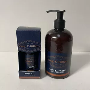 King C Gillette Beard Shampoo & Face Wash 350 ml & Beard Oil 30ml - Picture 1 of 5