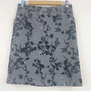 White Stuff Skirt Womens UK 8 Grey Floral Velvet Embroidered Star Office Smart - Picture 1 of 16