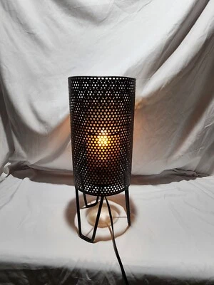 GUBI STYLE Table Lamp Perforated Atomic Metal Mid Century Modern Mesh Mica Shade - Image 1 of 4