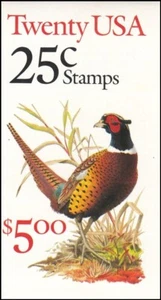 Birds Hunting Pheasant 20 Stamps 25c USA Mint MNH Unopened Booklet 1988 - Picture 1 of 1