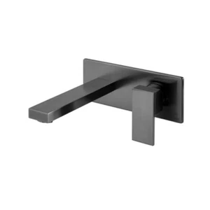 Vado Notion Wall Mounted Single Lever Basin Mixer With Backplate Brushed Black - Picture 1 of 5