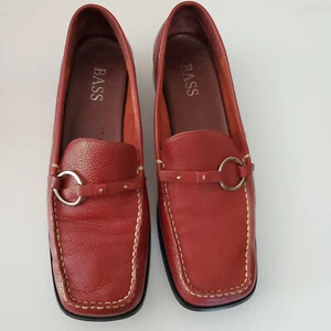 Bass Ellen unisex Red Leather Loafers Size 10 M. FREE SHIPPING - Picture 1 of 5