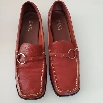 Mocasines Bass Ellen unisex de cuero rojo talla 10 M. ENVÍO GRATUITO Foto 1 de 4