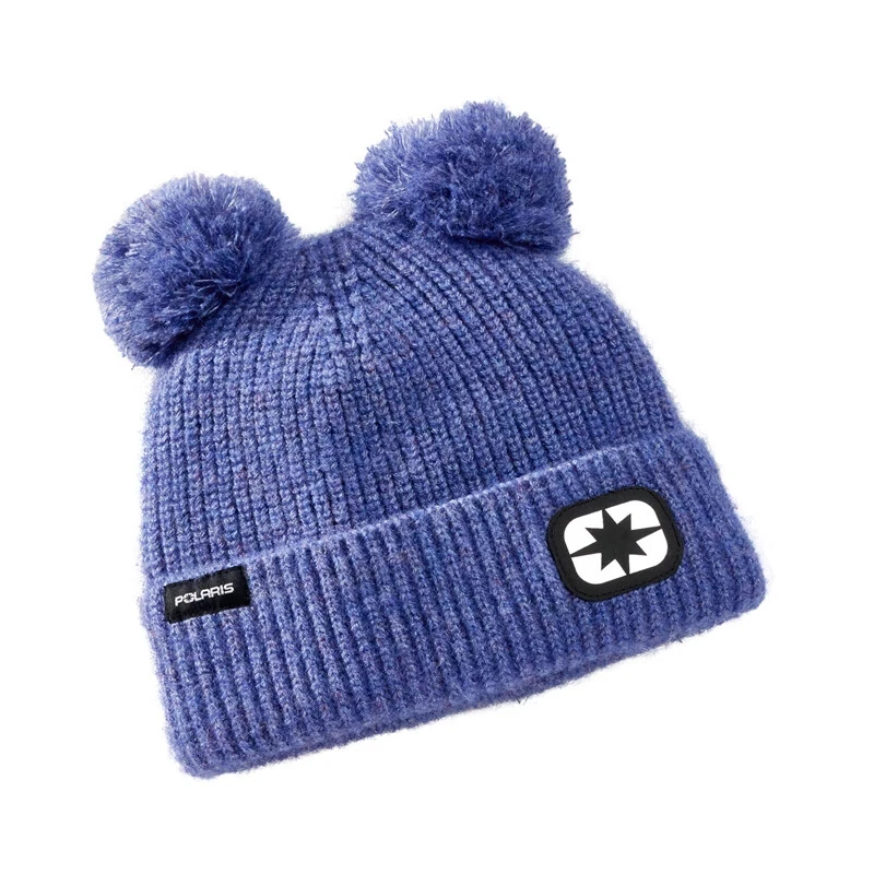POLARIS YOUTH KIDS CHILDS DOUBLE POM BEANIE - BLUE  - New - Image 1 of 1