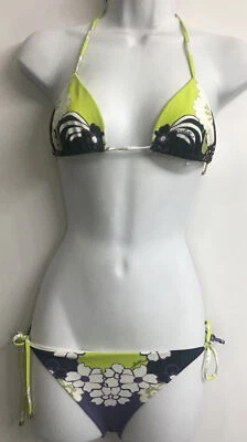 Bikini Valentino negro lima floral triángulo parte superior e inferior nuevo con etiquetas talla XS Foto 1 de 4