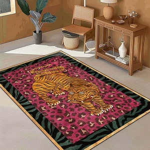 Boho Tiger Rug Pink Leopard Print Rug 2x3 ft Small Animal Print Area Rug for ... - Bild 1 von 7