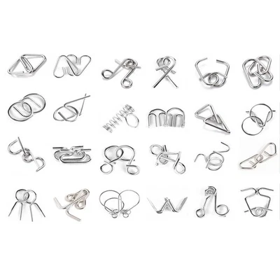 Metalldraht Puzzle,24 Stück Denksportaufgaben Metallpuzzle Entwirrung Puzzles... - Bild 1 von 4