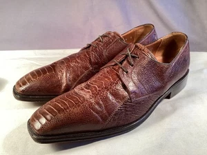 Vintage italienische handgefertigte echte Strauß CACTOBERIA COSEAUA elegante Herrenschuhe 10M - Bild 1 von 12