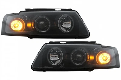 Faro proiettore Angel Eyes per vw passat b5 3b 1996-08.2000 nero lampade alogene - Immagine 1 di 4