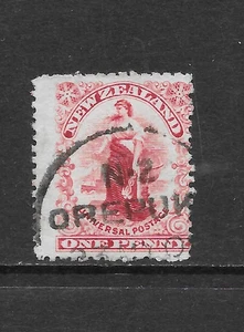 NEW ZEALAND SCOTT 99 USED FINE - 1901 1p CARMINE ISSUE - COMMERCE - Picture 1 of 2