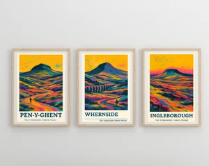 3 pack, Yorkshire 3 Peaks Picture Wall Art Poster Print Mountain  - Picture 1 of 8