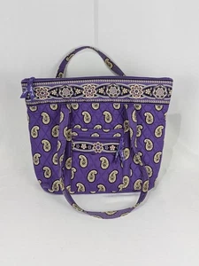 Vera Bradley Miller Bag Simply Violet Zipper Tote Purse Purple Paisley Floral  - Picture 1 of 14